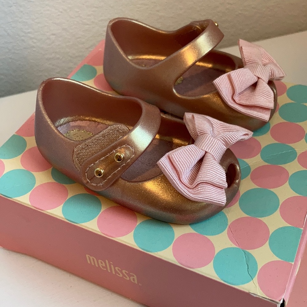 Mini Melissa gold and pink Baby Jelly Shoes